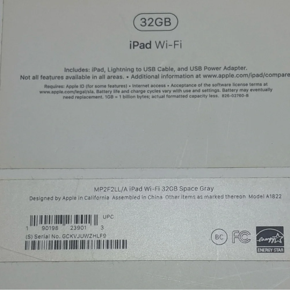 Apple iPad 32gb MP2FLL/A EMPTY box only